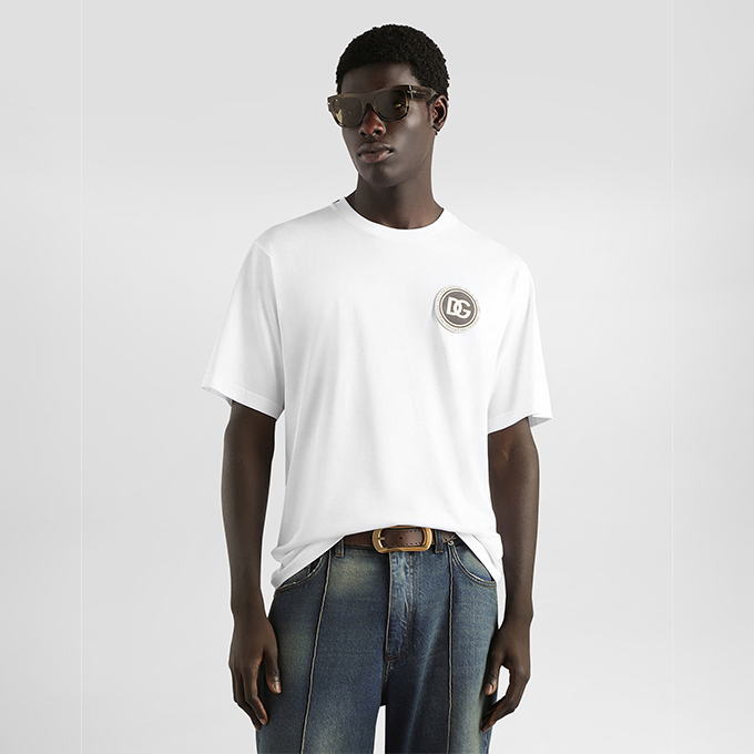 dolce & gabbana circular dg logo print cotton t shirt